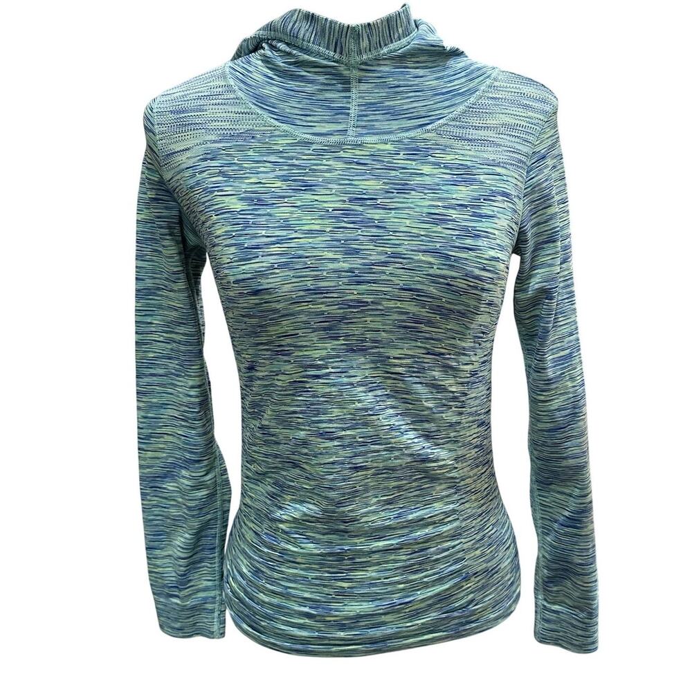 Athleta Space Dye Hooded Pullover Top Womens SZ XS Long Sleeve Stretch Hoodie